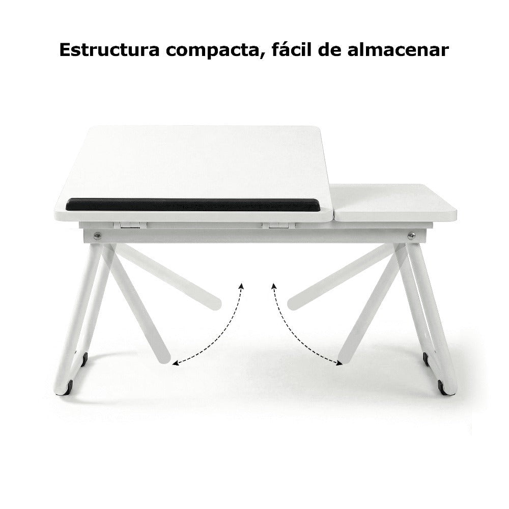 Mesa plegable para cama y sofá con altura ajustable de 5 niveles, bandeja con superficie ajustable y portavasos, mesa pequeña multifunción para ordenador, libros, trabajo y estudio en casa (56x32x25cm)