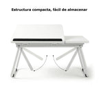 Mesa plegable para cama y sofá con altura ajustable de 5 niveles, bandeja con superficie ajustable y portavasos, mesa pequeña multifunción para ordenador, libros, trabajo y estudio en casa (56x32x25cm)