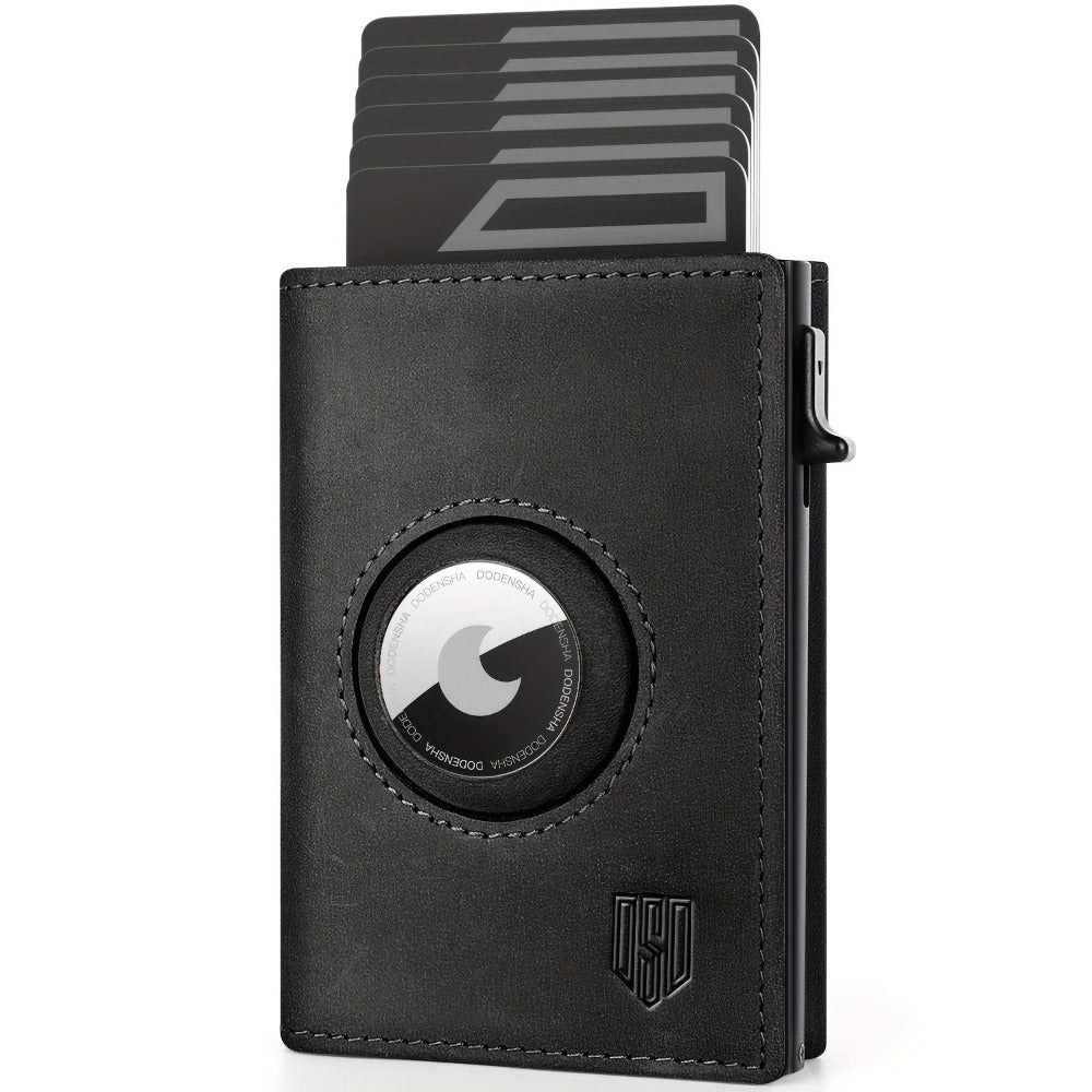 Billetera Trifold con Bloqueo RFID para Hombre DODENSHA - Cierre Magnético, Tarjetero Pop-Up, Ranura para Airtag y Compartimento para Efectivo | Estilo Ejecutivo para el Desplazamiento Diario, Sin Impresión | Regalo Ideal para el Esposo (Airtag No Incluid