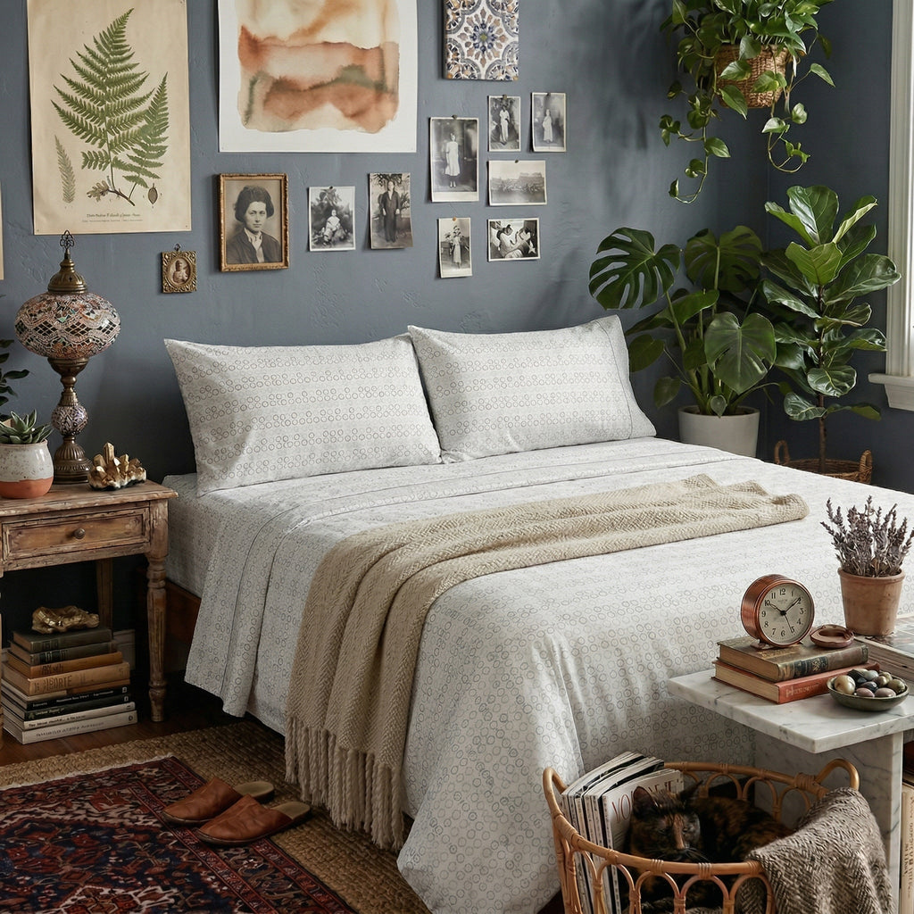 Juego de cama de 3/4 piezas apto para todas las estaciones, que incluye una sábana, una sábana ajustable y fundas de almohada. Medidas: 90 cm, 105 cm, 135 cm, 150 cm y 180 cm