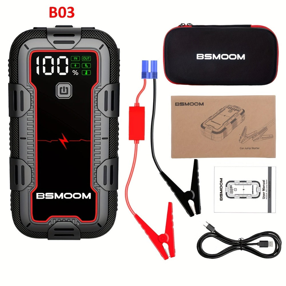Arrancador de Coche 12V 8000A Pico, Batería Externas Auto, Caja de Arranque con Pantalla LCD y Luz LED (Compatible con Motores de Gasolina hasta 10.0L o Diésel)