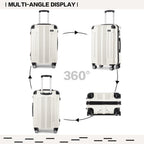 Juego de 3 maletas beige con diseño de panda, equipaje rígido de ABS para camping con ruedas giratorias y cerradura de combinación, regalo para la vuelta al cole, Black Friday, Día de Acción de Gracias y Navidad
