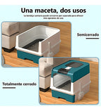 Caja de Arena para Gatos Espaciosa con Tapa Arenero - A Prueba de Fugas, Diseño Plegable, Soporta hasta 14.97 KG, Incluye Pala, Sin Rastro para Limpieza Fácil, Construcción Duradera de ABS/PE/Silicona, Forma Rectangular, Caixa de Arena para Gatos Extra Gr