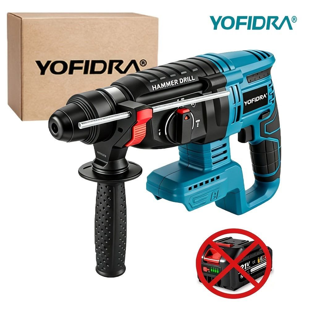 Taladro percutor | Taladro martillo eléctrico YOFIDRA, taladro giratorio de 180°, caja de cambios de 4 velocidades, portabrocas metálico de 26