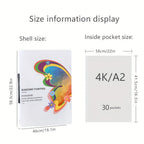 1pc Carpeta de Almacenamiento para Arte de Pintura de Diamantes A3/4K para Adiciones de Pintura de Diamantes con 30 Fundas Protectoras de Página Interior (42.5 X 30.3Cm) (56 X 41.5Cm)
