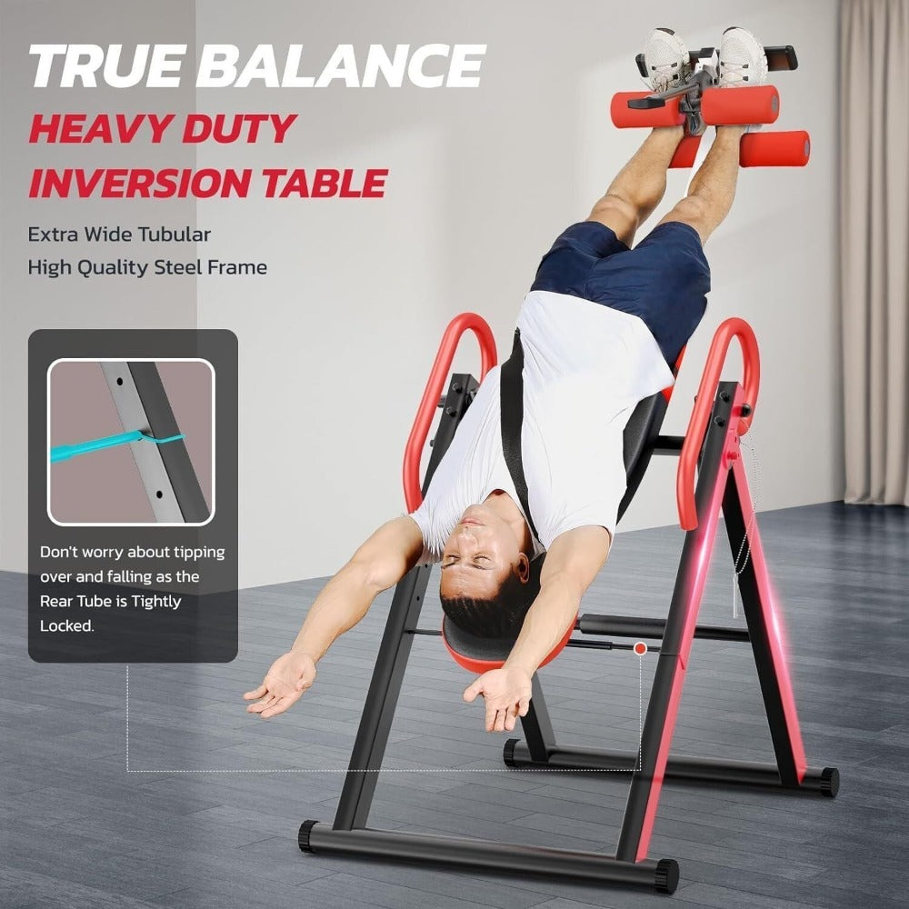 Mesa de Inversión de Gravedad de Alta Resistencia con Reposacabezas y Cinturón de Seguridad Ajustable - Estirador de Espalda para Alivio del Dolor, Relajación Muscular | Diseño Plegable que Soporta Hasta 136.08 KG