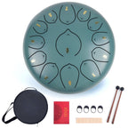 Tambor de lengüetas de acero de 12 pulgadas con 11 notas, completo con mazos de tambor, una bolsa de transporte y palillos de notas para terapia del sonido, meditación y yoga