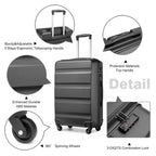 1 Maleta Mediana de 66x45x26cm con Carcasa Dura de ABS, Equipaje de Mano, Maleta de Viaje con Ruedas Giratorias 4 en Dirección Diversa y Candado TSA, Regalo de Regreso a Clases y Vacaciones