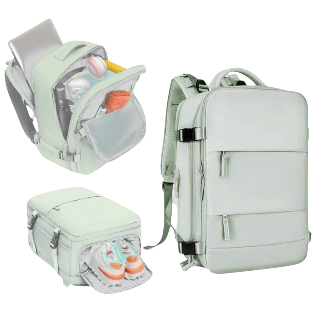 Mochila de Viaje para Cabina de Avion 45x30x20 para Vuelo Barato Equipaje de Mano y Espaciosa con Compartimento para Zapatos y Mochila Antirrobo Multifuncional para Viajes 2210.
