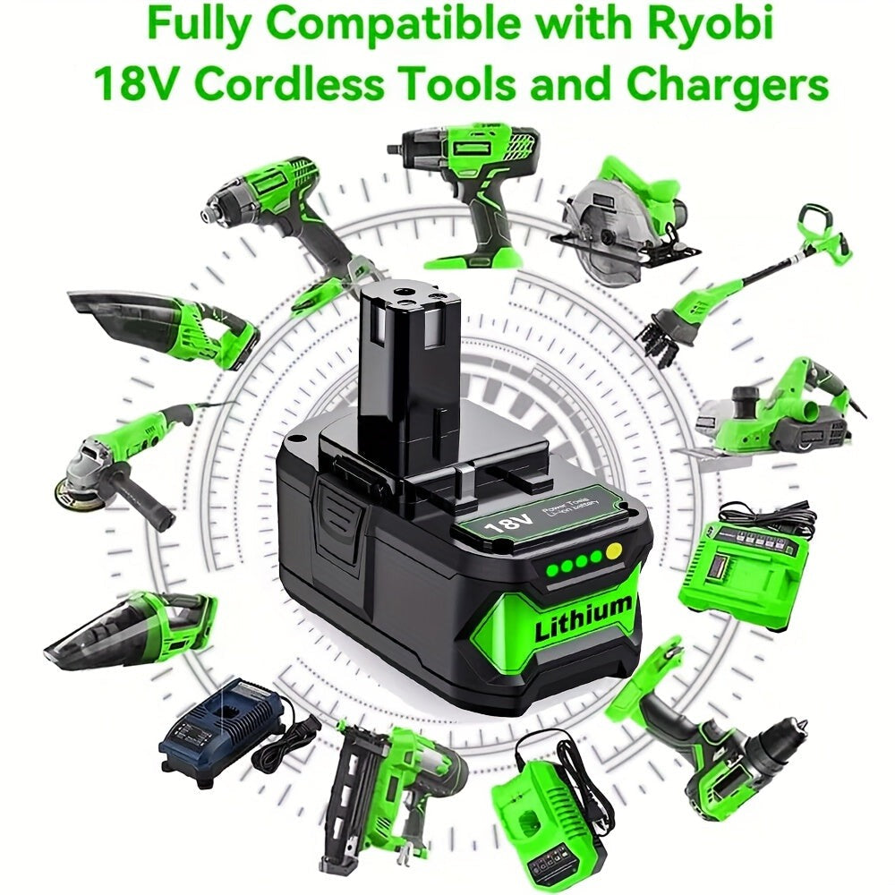 1-4 Paquete Batería de Reemplazo de 8.0Ah para Ryobi 18V, Baterías de Ion de Litio de 18 Voltios para Herramientas Inalámbricas Ryobi One 18V P108 P107 P105 P104 P103 P102 con Indicador