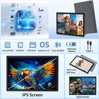 Tableta QDDQ Android 15, 12 (4GB+8GB) RAM, 64GB ROM, Pantalla LED de 10.1 pulgadas, 6000mAh, WiFi, Tablet PC, Dos versiones opcionales: [Tableta con teclado, ratón sin varillas, funda, lápiz óptico (no electrónico)] / [Solo tableta], USB-C (sin adaptador)