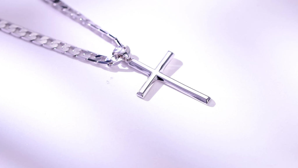 Collar con colgante de plata 925 para hombre, cadena cubana de 5 mm con cruz exquisita, peso total del producto (25.29G). Estilo moderno de fiesta callejera, regalo para hombre, regalo para el Día del Padre, regalo para pareja, con caja de regalo