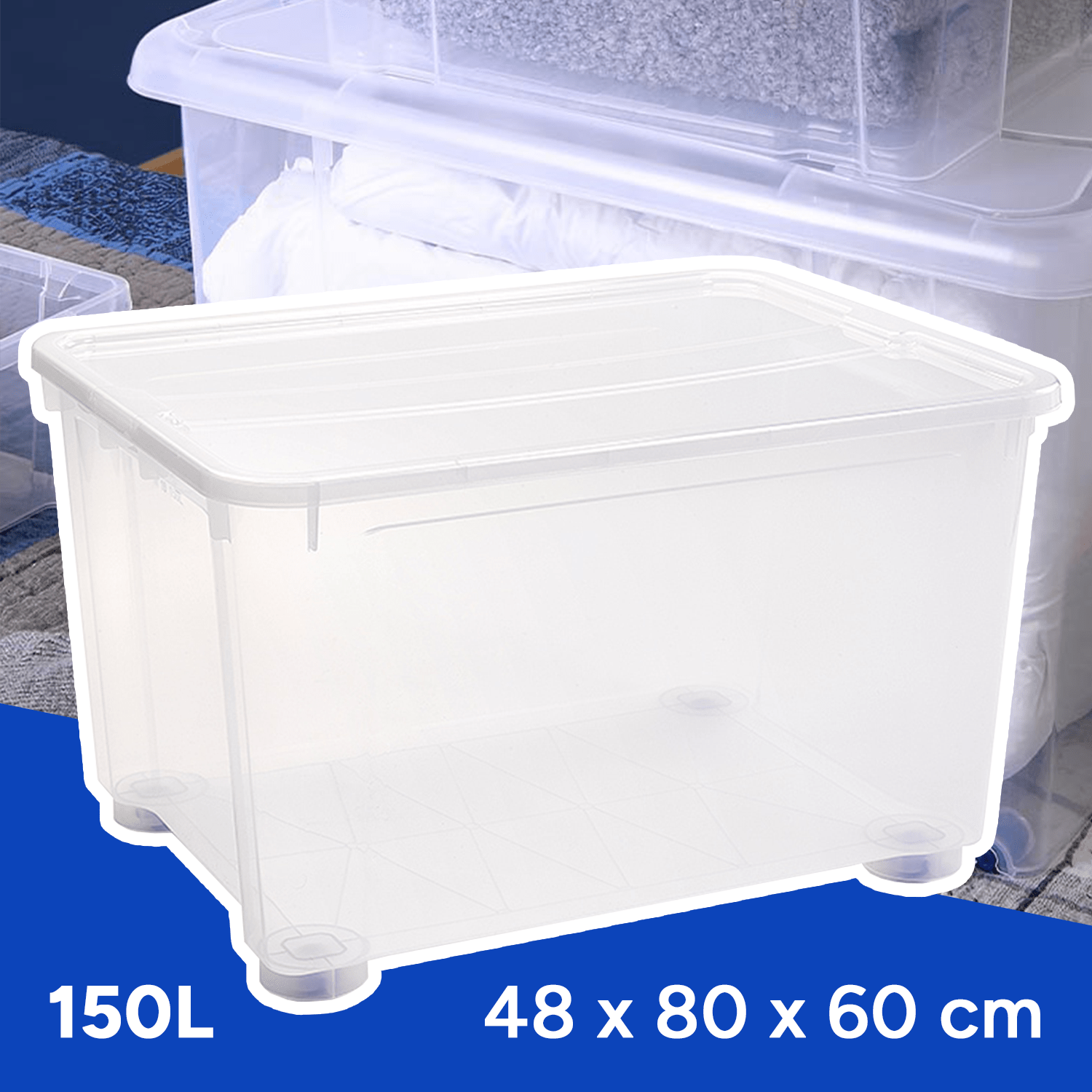 Caja Almacenamiento plástico para Guardar y Ordenar Juguetes, Libros, Documentos, Ropa, Mantas. Cierre Hermético, Gran Capacidad y Resistencia - Dekohome