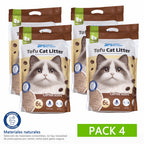 4PCS Arena de Tofu para Gatos aglomera 6L - Sin Polvo Fácil de Aglomerar y Controla Olores -y Segura para Gatitos 2-2.3kg cada bolsa