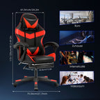 Silla Gaming, Silla de Ordenador con Cojín Lumbar, Reposacabezas, Reposapiés, Silla de Oficina Gaming Ajustable en Altura para Adultos, Niñas, Niños