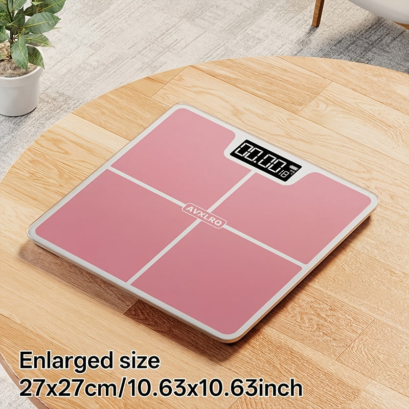 Báscula de baño de alta precisión, báscula electrónica de cuerpo con pantalla LCD ultradelgada con visualización de temperatura, inicio automático al pesar, pesaje hasta 180 kg, cambio de unidad LB/KG, diseño de plataforma de vidrio templado antideslizant