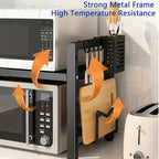 Estante de microondas expandible de metal resistente de 2/3 niveles con 6 ganchos, estante para condimentos, estante de almacenamiento, estante de almacenamiento de cocina ajustable que ahorra espacio, organizador de encimera, estante resistente sobre el
