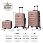 Juego de 3 Maletas 55x40x20cm ABS+Policarbonato | Maleta Mediana Expandible 66x45x27.50 - 30cm Extendido - 23kg | Neceser 29cm | Semirrígida trolley 4 ruedas giratorios a 360º cierre numérico - Negro/AzulMarino/RosaDorado/Turquesa/Menta/Verde/Amarillo/Ros