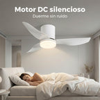 Ventilador de Techo con Luz LED 86 cm Silencioso, Motor DC de Bajo Consumo, 6 Velocidades, Luz Regulable 3000K-6500K, Mando a Distancia, Temporizador y Función Memoria, Ideal para Dormitorio y Salón