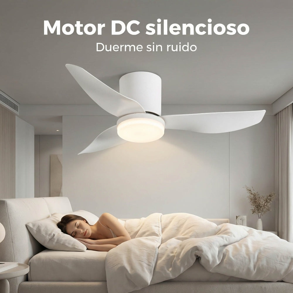 Ventilador de Techo con Luz LED 86 cm Silencioso, Motor DC de Bajo Consumo, 6 Velocidades, Luz Regulable 3000K-6500K, Mando a Distancia, Temporizador y Función Memoria, Ideal para Dormitorio y Salón
