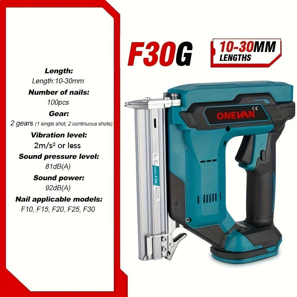 Pistola de Clavos Eléctrica sin Escobillas, Juego de Herramientas de Carpintería Automática, Compatible con Baterías ONEVAN, Ideal para Decoración del Hogar y Herramientas Eléctricas de Carpintería Industrial