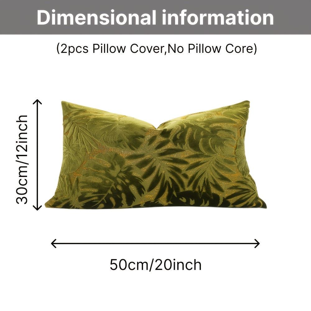 Juego de 2 fundas de almohada de terciopelo grueso, funda de cojín decorativa para sofá con plantas tropicales, funda de almohada suave y cómoda, varios colores disponibles, 45.72x45.72cm, 50.8x50.8cm, apta para sala de estar, sofá, dormitorio (sin rellen