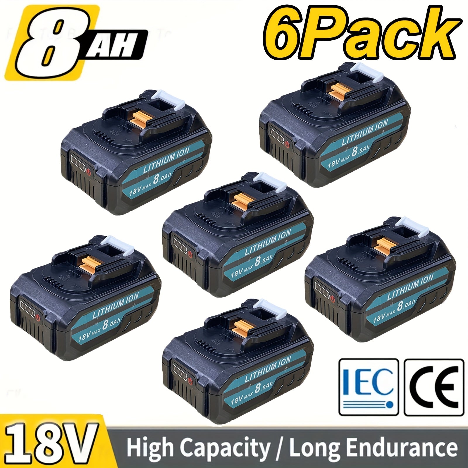 Paquete de 1/2/4/6/8 Batería BL1850B de 8.0Ah + Cargador DC18RC de 3A para baterías Makita de 18V 14.4V-18V BL1850 BL1830 BL1860 BL1840 y cargador DC18RD DC18RC DC18SF DC18RCT DC18RF, solo cargador o solo batería