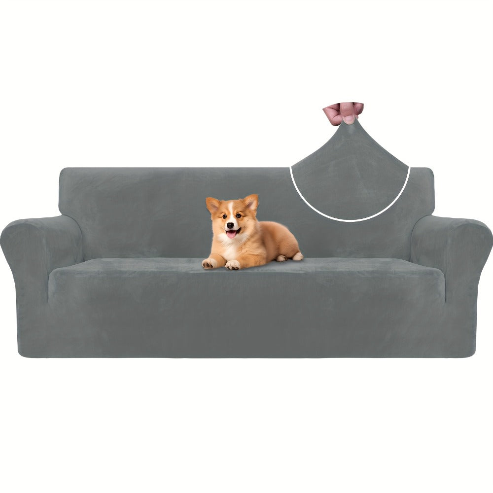 Fundas para Sofá de Terciopelo Ystyle, Funda para Sofá de 3 Plazas con Apoyabrazos, Funda Antirrayaduras para Gatos, Funda Elástica para Sofá, Funda Universally Lavable y Antideslizante, Gris
