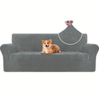 Fundas para Sofá de Terciopelo Ystyle, Funda para Sofá de 3 Plazas con Apoyabrazos, Funda Antirrayaduras para Gatos, Funda Elástica para Sofá, Funda Universally Lavable y Antideslizante, Gris