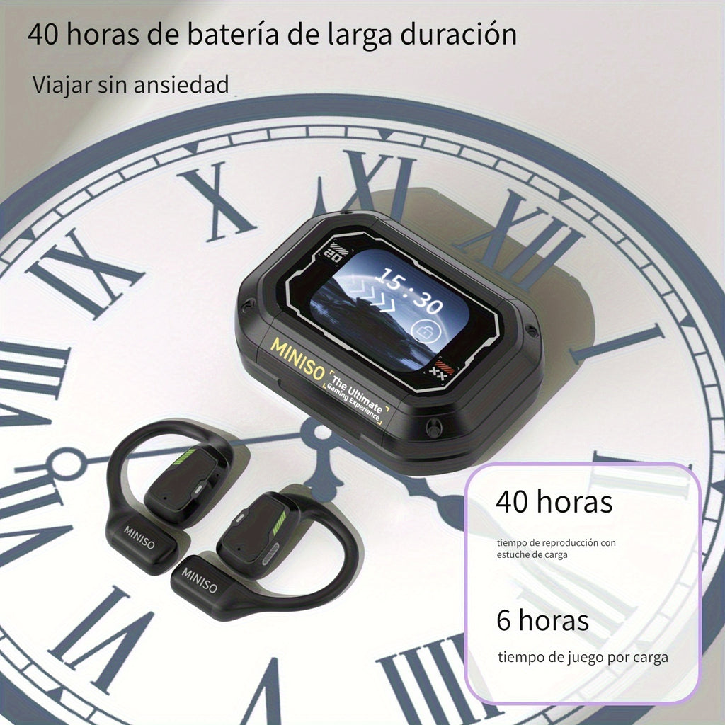 Auriculares Bluetooth | MINISO M98 Auriculares Inalámbricos con Traducción AI - Diseño Abierto, Soporta 135 Idiomas en Tiempo Real, Pantalla HD a