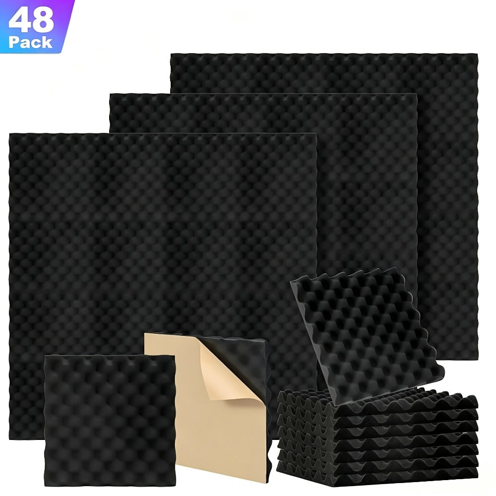 24/48/72 piezas Paneles Acústicos, 30x30x2.5 cm, Espuma 3D para Aislamiento Acústico, Paneles de Espuma Autoadhesivos para Absorción de Sonido, Reducción de Eco en Hogar, Oficina, Estudio de Podcast, Espuma para Aislamiento Acústico