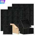 24/48/72 piezas Paneles Acústicos, 30x30x2.5 cm, Espuma 3D para Aislamiento Acústico, Paneles de Espuma Autoadhesivos para Absorción de Sonido, Reducción de Eco en Hogar, Oficina, Estudio de Podcast, Espuma para Aislamiento Acústico