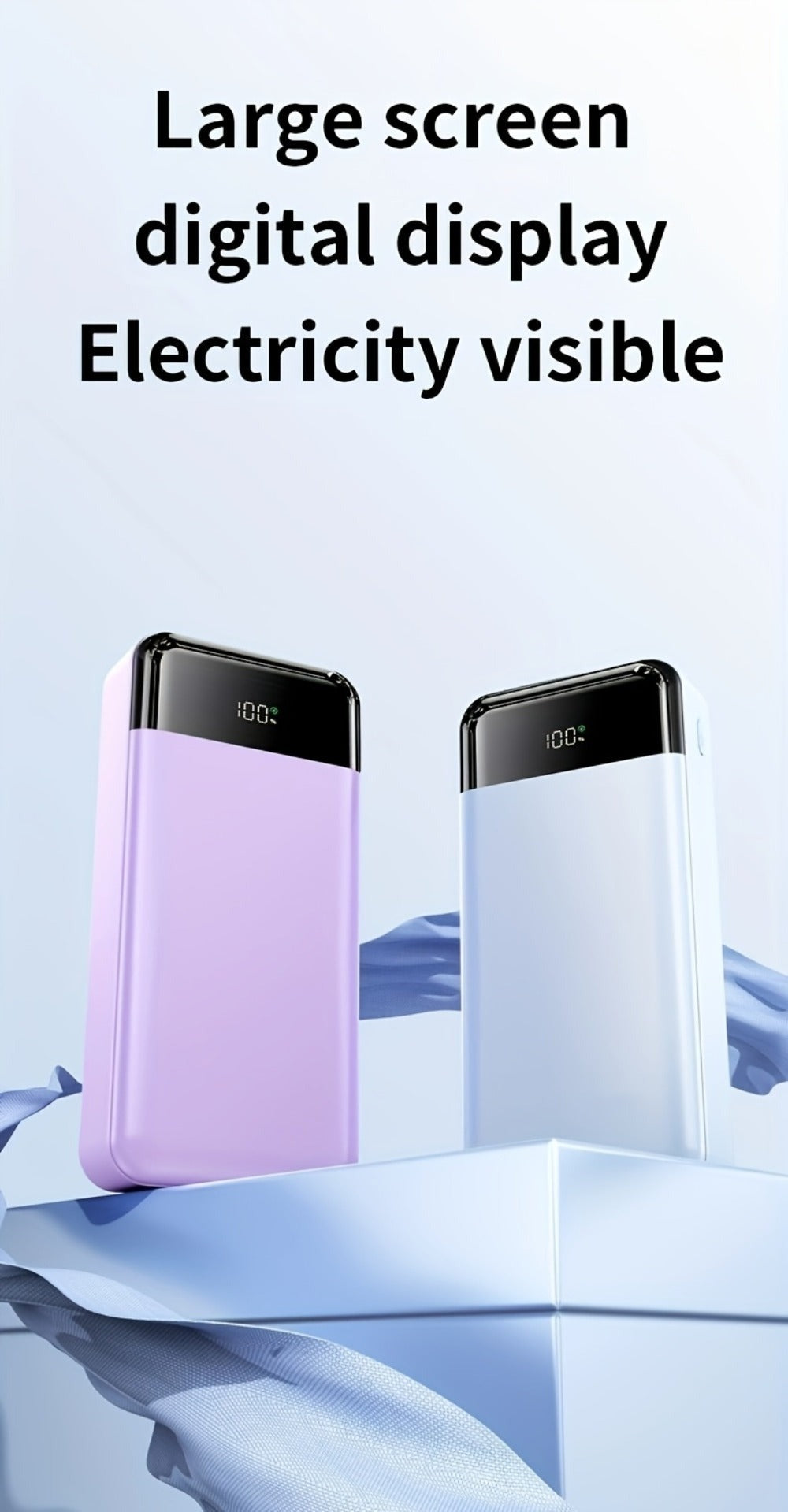 Suministro de Energía Móvil de Gran Capacidad de 50000mAh, con Pantalla LED, Linterna y Reserva de Energía de Emergencia, Carga Rápida de 22.5W - Luz de Camping para Exteriores, Adecuada para Teléfonos, Android y Dispositivos Digitales, Regalo de Vacacion
