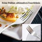 Juego de cubiertos de acero inoxidable de 48 piezas para 12 personas | Elegante caja de regalo, cubiertos premium, pulido espejo, apto para lavavajillas, cuchillos para bistec, tenedores y cucharas ergonómicas | para reuniones familiares, bodas, inaugurac