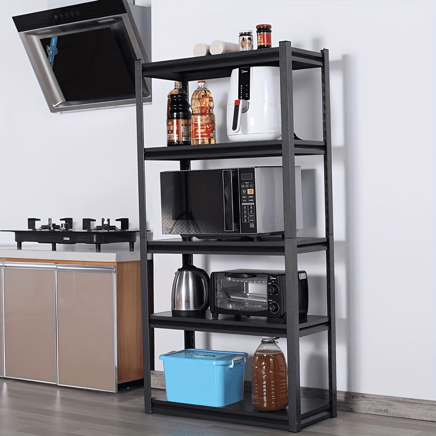 Estantería de almacenamiento metálica de 1 pieza, resistente, de 3/4/5 niveles, ajustable, para garaje, accesorios de viaje, artículos esenciales de viaje, apta para viajes y salidas, almacén, sótano, despensa - Estante organizador multiusos