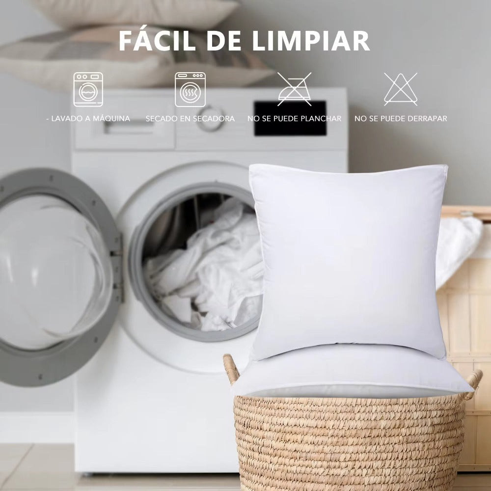Relleno Cojín de Fibra Hueca Siliconada Alta Recuperacion 2 / 4 Unidades, Guata Poliester 100% Indeformable, Antialérgico, Hipoalergénico, Adaptable a Todas las Fundas, Suave, Mullido, Transpirable