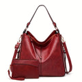 Bolso Hobo de PU para Mujer con Bolso Pequeño, Bolso de Hombro de Gran Capacidad en Color Sólido, Ideal para el Día a Día y Viajes