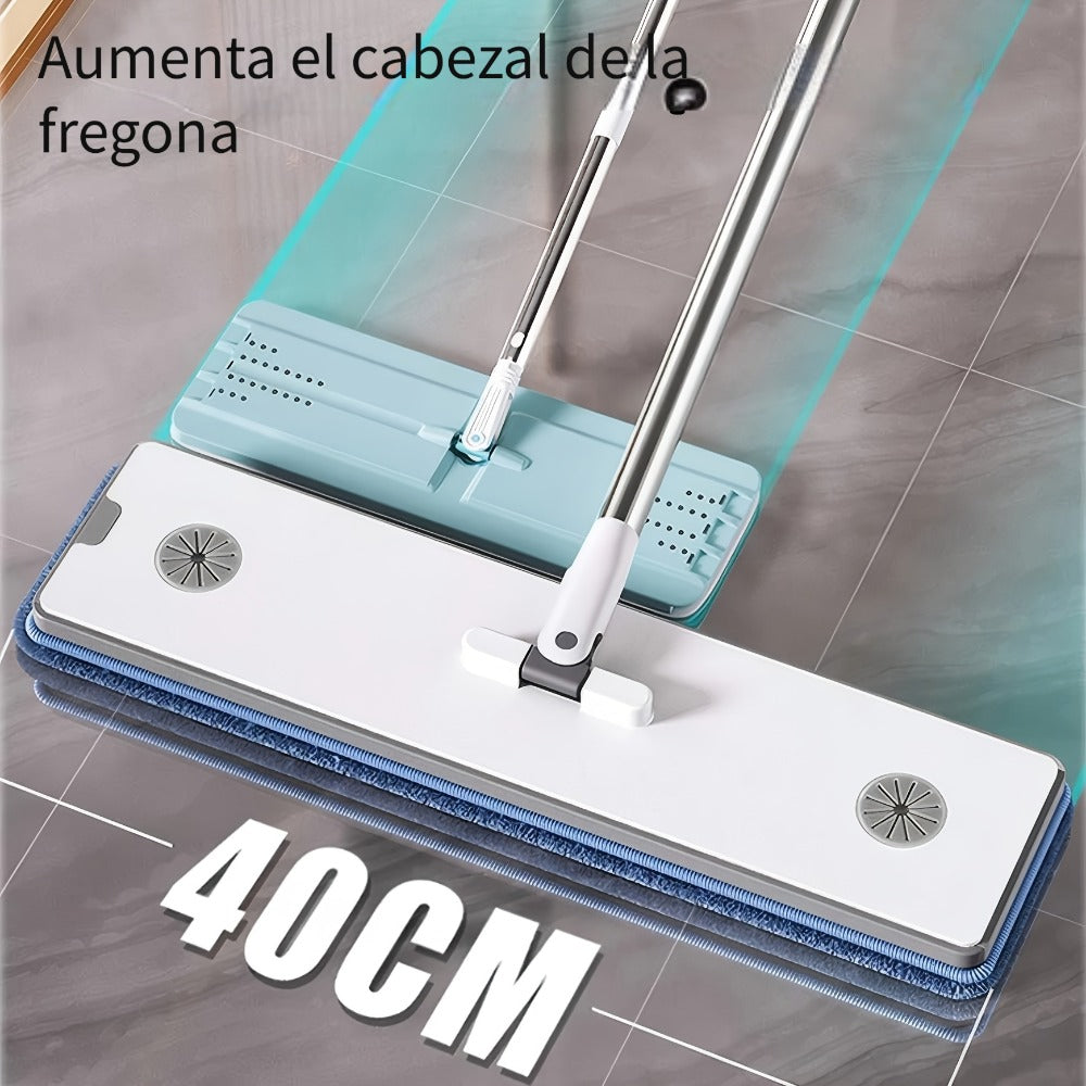 Nuevo juego de fregona plana y cubo 2026, apto para uso en seco y húmedo sin fregar a mano, equipado con 2-4 paños de fibra ultrafina lavables y reutilizables, adecuado para limpiar suelos, terrazas, baños, suministros y herramientas de limpieza esenciale