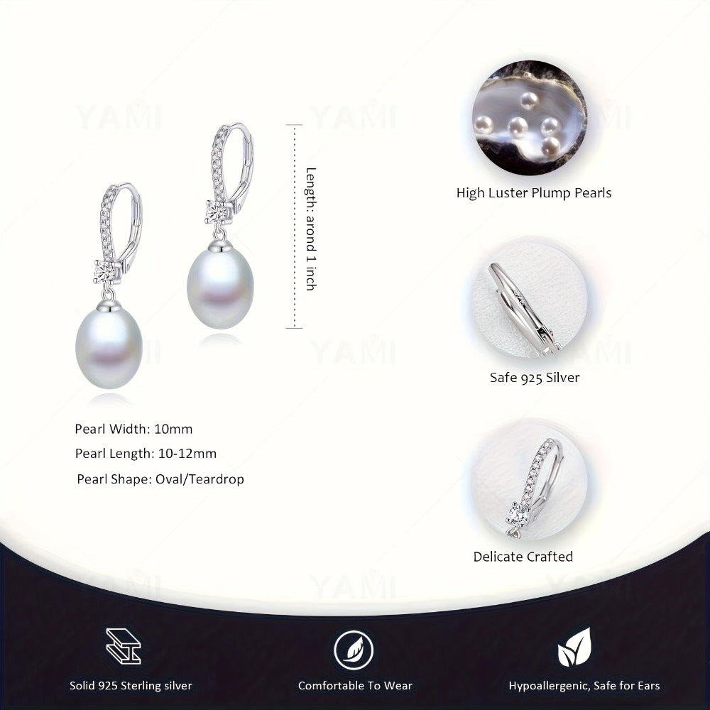 Caja de Regalo YAMI, Pendientes de Perlas de Agua Dulce para Mujer, Pendientes de Perlas de Agua Dulce, Blanco/Morado/, Pendientes de Plata Esterlina 925 Hipoalergénicos, Adecuados para Regalos de Joyería para Mujer en Cualquier Ocasión, Regalos de Cumple