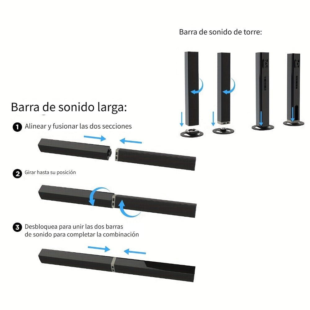 Barra de sonido con subwoofer, barra de sonido para Smart TV, barras de sonido inalámbricas 5.0, graves profundos, sistema de audio para TV con ARC/Opt/AUX para sonido de cine en casa mejorado, altavoz con control remoto por infrarrojos