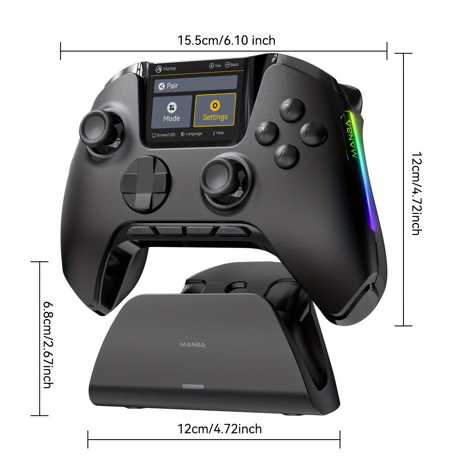 Mando inalámbrico con base de carga para PC, Switch y dispositivos móviles