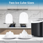 Máquina de cubitos de hielo LEENON, productora de cubitos de hielo de 12 kg, 8 cubitos listos en 6 minutos, máquina de cubitos de hielo negra con asa portátil, 12 kg/24 H, máquinas de cubitos de hielo autolimpiables