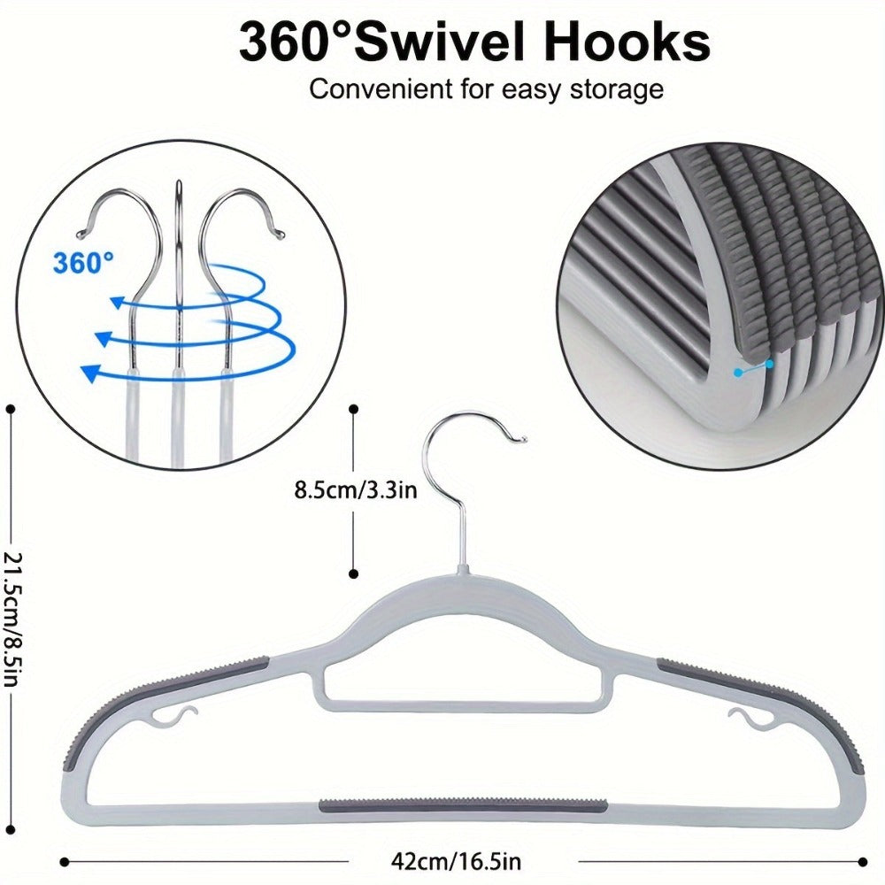 Juego de 50 perchas de plástico diseñadas para evitar que se resbalen, perchero resistente que optimiza el espacio, ideal para organizar prendas, adecuado para armarios, abrigos, camisas y almacenamiento doméstico en dormitorios, armarios y residencias es