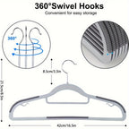 Juego de 50 perchas de plástico diseñadas para evitar que se resbalen, perchero resistente que optimiza el espacio, ideal para organizar prendas, adecuado para armarios, abrigos, camisas y almacenamiento doméstico en dormitorios, armarios y residencias es