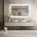 Espejo de baño iluminado, 100 x 60 cm, espejo LED iluminado, espejo de pared para baño, espejo de maquillaje regulable, adecuado para baño, dormitorio, hotel