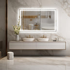 Espejo de baño iluminado, 100 x 60 cm, espejo LED iluminado, espejo de pared para baño, espejo de maquillaje regulable, adecuado para baño, dormitorio, hotel