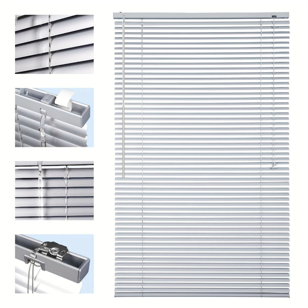 Persiana veneciana Sekey Klemmfix para ventanas, de suspensión libre, lamas de aluminio de 25 mm, con perforación, incluye material de montaje, persiana de aluminio, sin perforación