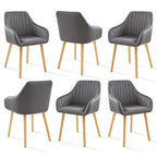 Juego de 2/4/6 sillas de comedor minimalistas con cómodo respaldo, reposabrazos y patas de madera