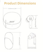 Auriculares Bluetooth | [Acer OHR546] Auriculares inalámbricos TWS: con cancelación de ruido para llamadas, deportes y correr, diseño