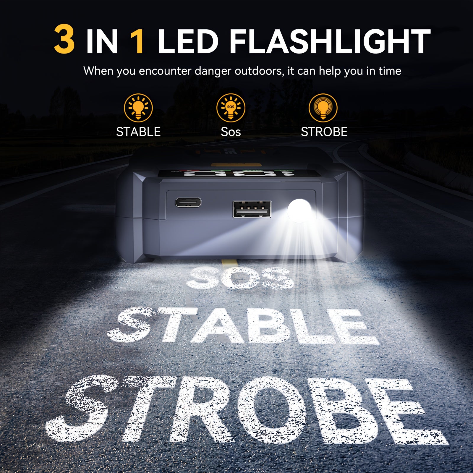 Arrancador de Coche 7000A con Linterna LED, Pantalla LCD Grande, Pack de Refuerzo de Batería de Emergencia para Coche de 12V, Jump Box, Cargador Portátil Power Bank